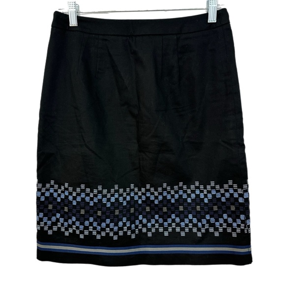 Ann Taylor LOFT Women’s Black Embroidered A Line Skirt Classic Professional Sz S - Picture 2 of 12